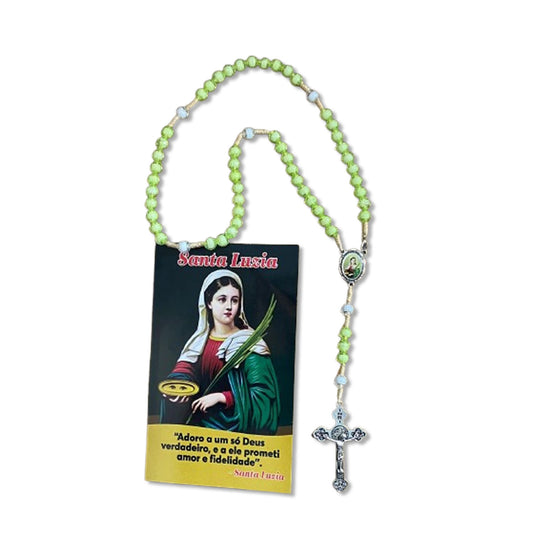 TERÇO ACRÍLICO VERDE COM FECHO SANTA LUZIA 08MM (1 UNIDADE)