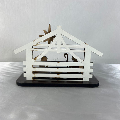 ENFEITE DE MESA MDF PRESÉPIO DOURADO (1 UNIDADE)