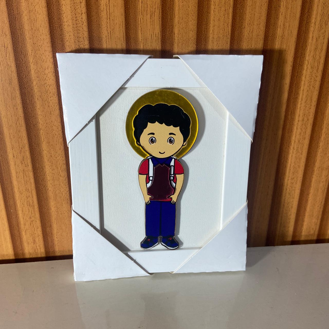 QUADRO MDF CARLO ACUTIS INFANTIL COM ACRÍLICO 15,6CMX 12,6CM (1 UNIDADE)