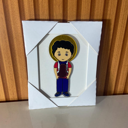 QUADRO MDF CARLO ACUTIS INFANTIL COM ACRÍLICO 15,6CMX 12,6CM (1 UNIDADE)