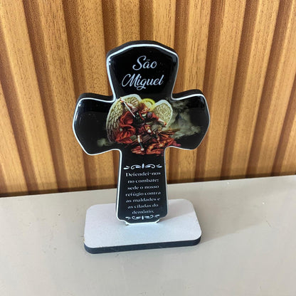 IMAGEM DE MESA MDF CRUZ RESINADA SÃO MIGUEL ARCANJO (1 UNIDADE)