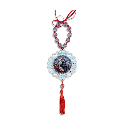MEDALHÃO DE PORTA RESINADO COM STRASS SAGRADA FAMÍLIA (1 UNIDADE)