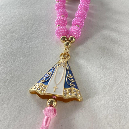 DEZENA PARA CARRO NOSSA SENHORA APARECIDA AMORA ROSA  14MM (3 UNIDADES)