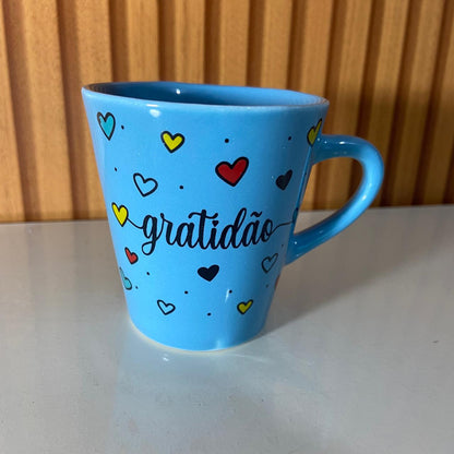 XÍCARA AZUL MOD1 GRATIDÃO 120ML (1 UNIDADE)