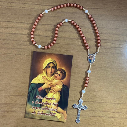 TERÇO ACRÍLICO VINHO COM FECHO MÃE RAINHA 08MM (1 UNIDADE)