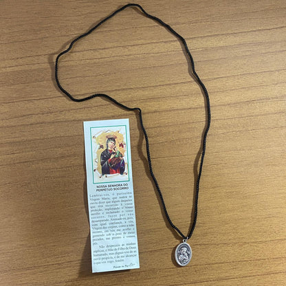 CORDÃO COM MEDALHA PRATA VELHA NOSSA SENHORA DO PERPÉTUO SOCORRO (1 UNIDADES)