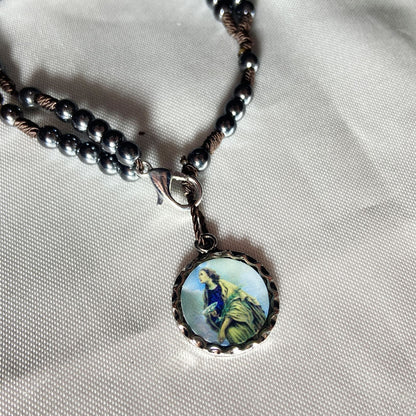 TERÇO PULSEIRA HEMATITA SANTA LUZIA 4MM (6 UNIDADES)