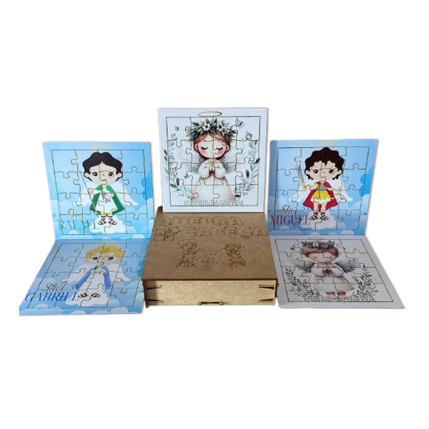 KIT QUEBRA CABEÇA INFANTIL MDF ANJOS  (5 UNIDADE)