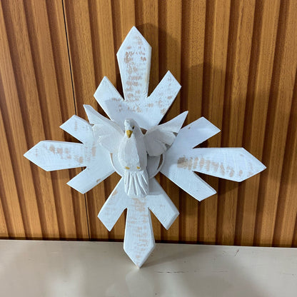 MANDALA MADEIRA BRANCA DIVINO ESPIRITO SANTO 26X27CM  (1 UNIDADE)