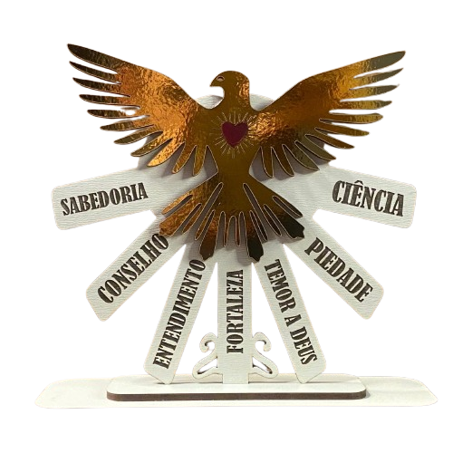 ENFEITE DE MESA MDF DIVINO ESPÍRITO SANTO 7 DONS 15CM  (1 UNIDADE)