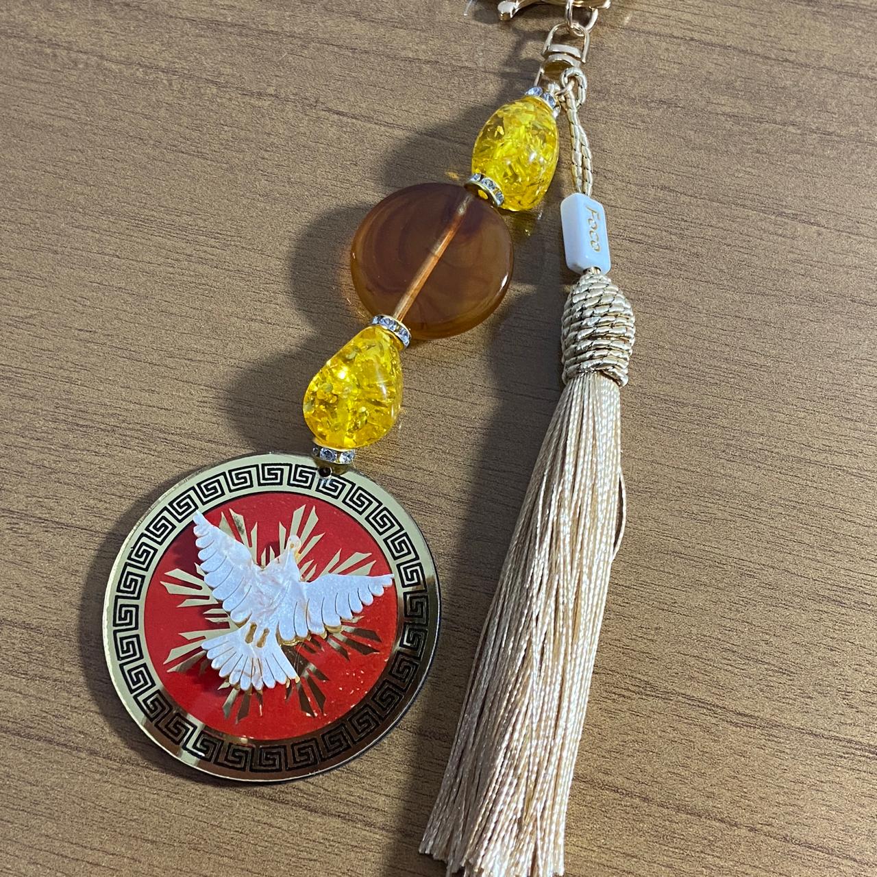 CHAVEIRO DE PEDRARIAS DIVINO ESPÍRITO SANTO EM ACRÍLICO (1 UNIDADE)