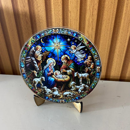 ADORNO DE MESA ACRÍLICO RESINADO PRESÉPIO MOD3 9,5CM (1 UNIDADE)