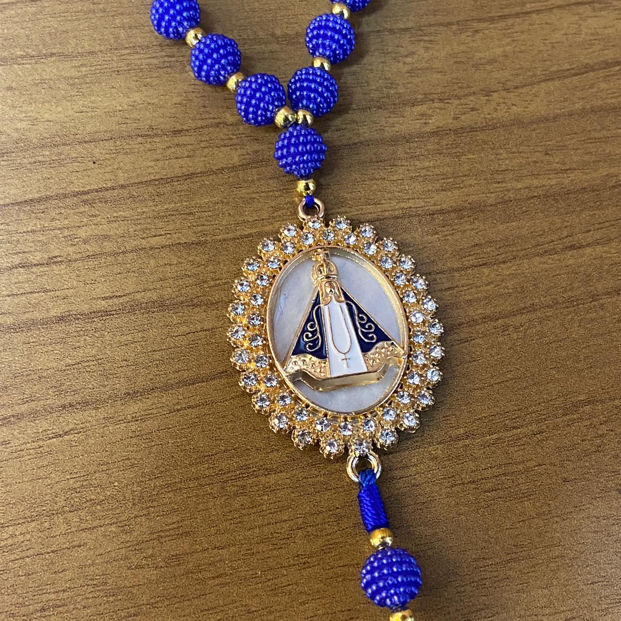 DEZENA PARA CARRO NOSSA SENHORA APARECIDA AMORA AZUL MOD2 10MM (3 UNIDADES)