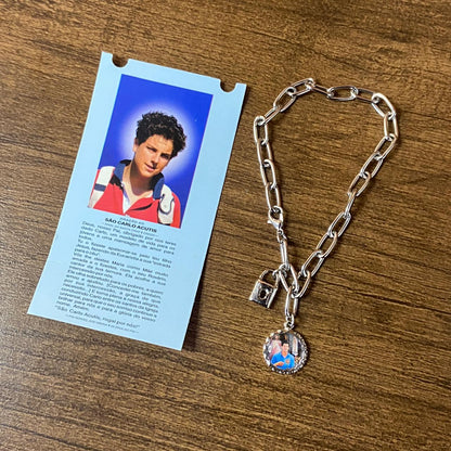PULSEIRA CADEADO SÃO CARLO ACUTIS NA CARTELA (3 UNIDADES)