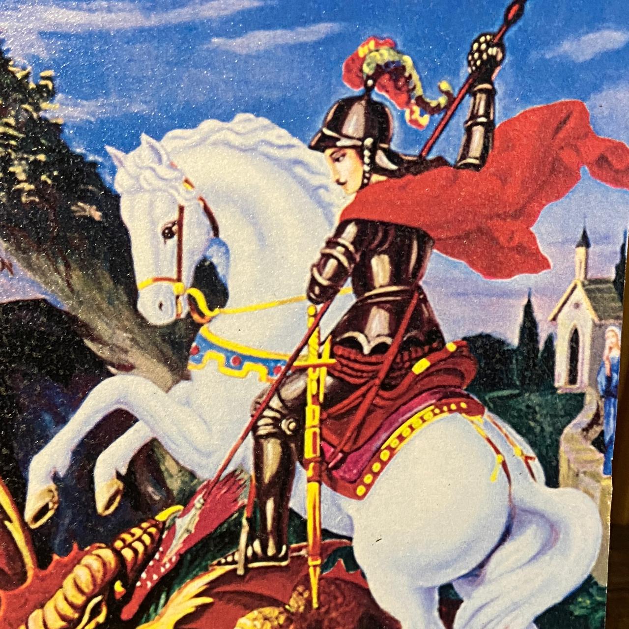 PLAQUINHA DE MESA MDF RESINADO SÃO JORGE 19CM x 13CM  (1 UNIDADE)