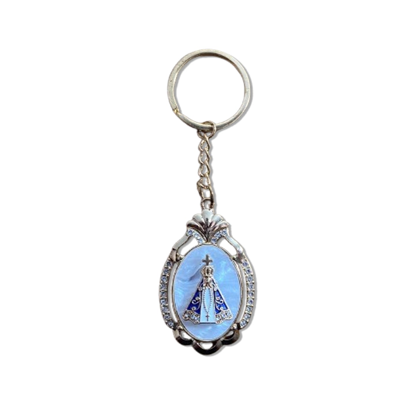 CHAVEIRO LUXO NOSSA SENHORA APARECIDA MADREPÉROLA COM STRASS MOD4 (6 UNIDADES)