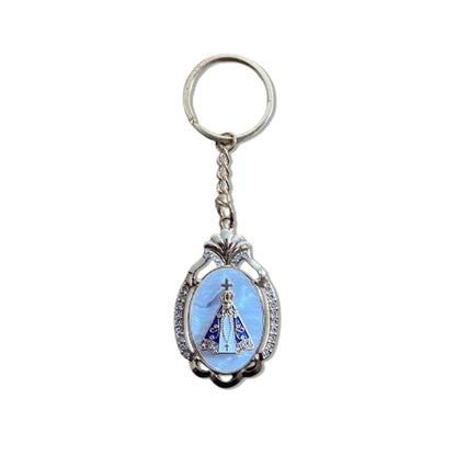 CHAVEIRO LUXO NOSSA SENHORA APARECIDA MADREPÉROLA COM STRASS MOD4 (6 UNIDADES)