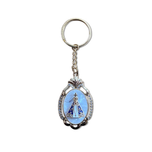 CHAVEIRO LUXO NOSSA SENHORA APARECIDA MADREPÉROLA COM STRASS MOD4 (6 UNIDADES)