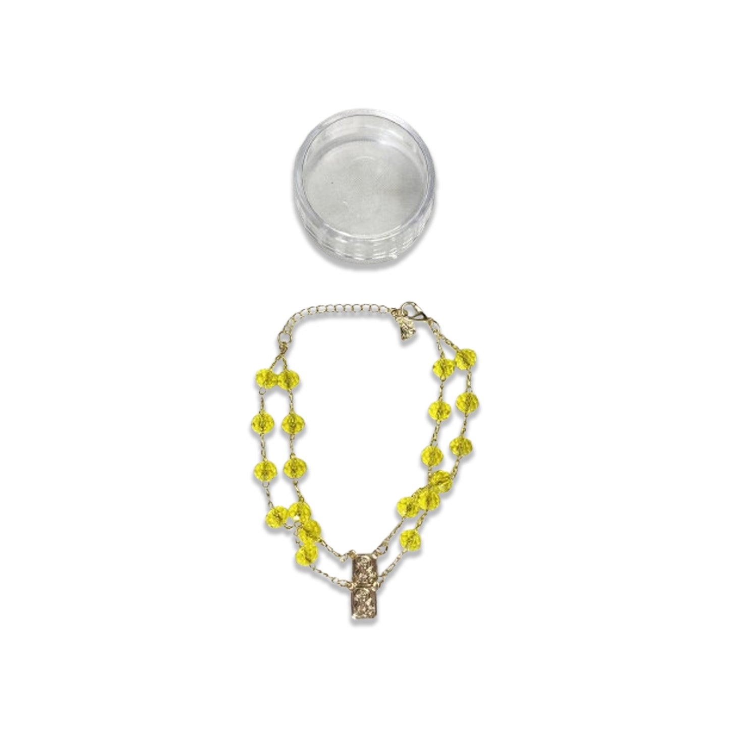 PULSEIRA ESCAPULARIO CRISTAL AMARELO TRANSPARENTE (3 UNIDADES)