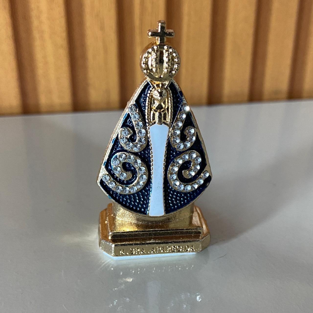 IMAGEM NOSSA SENHORA APARECIDA PARA CARRO COM STRASS BRANCO MOD6 5,8CM (12 UNIDADES)
