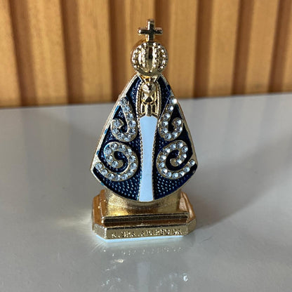 IMAGEM NOSSA SENHORA APARECIDA PARA CARRO COM STRASS BRANCO MOD6 5,8CM (12 UNIDADES)