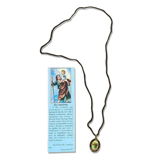 CORDÃO COM MEDALHA RESINADA SÃO CRISTÓVÃO (1 UNIDADES)
