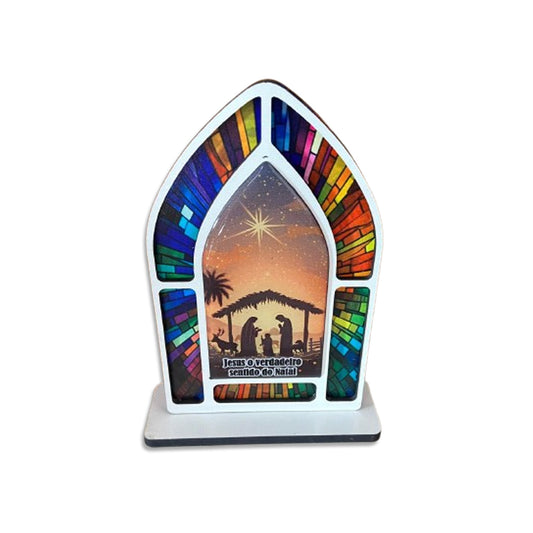 CAPELA MDF VITRAL PRESÉPIO MOD1 18CM (1 UNIDADE)