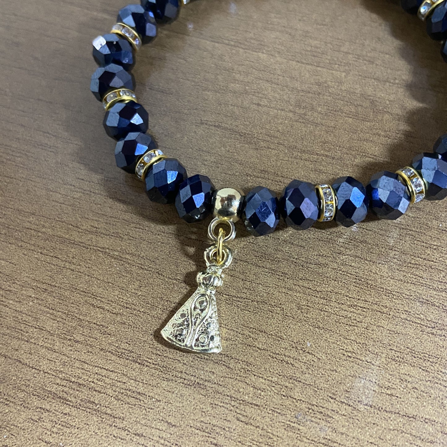 PULSEIRA CRISTAL GRAFITE NOSSA SENHORA APARECIDA  (06 UNIDADES)