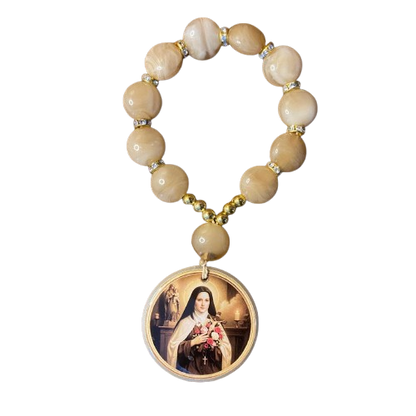 DEZENA PEDRARIAS MEDALHÃO DE RESINADO SANTA TERESINHA  17MM - MOD2 (1 UNIDADE)
