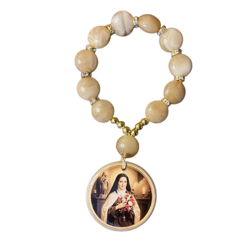 DEZENA PEDRARIAS MEDALHÃO DE RESINADO SANTA TERESINHA  17MM - MOD2 (1 UNIDADE)