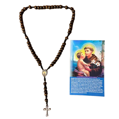 TERÇO DE MADEIRA SANTO ANTÔNIO 8MM (1 UNIDADE)