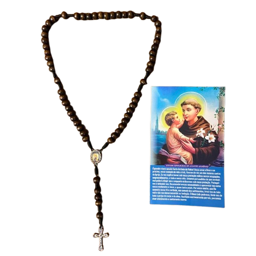 TERÇO DE MADEIRA SANTO ANTÔNIO 8MM (1 UNIDADE)