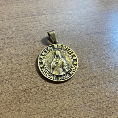 PINGENTE REDONDO OURO VELHO SANTA EDWIGES  (6 UNIDADES)