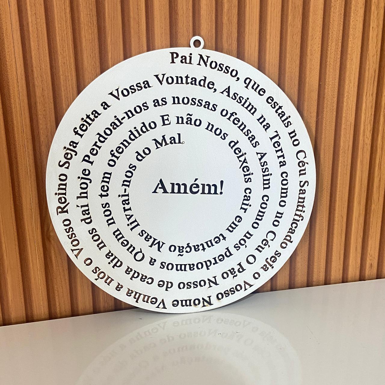 MANDALA MDF BRANCA ORAÇÃO DO PAI NOSSO 30CM (1 UNIDADE)