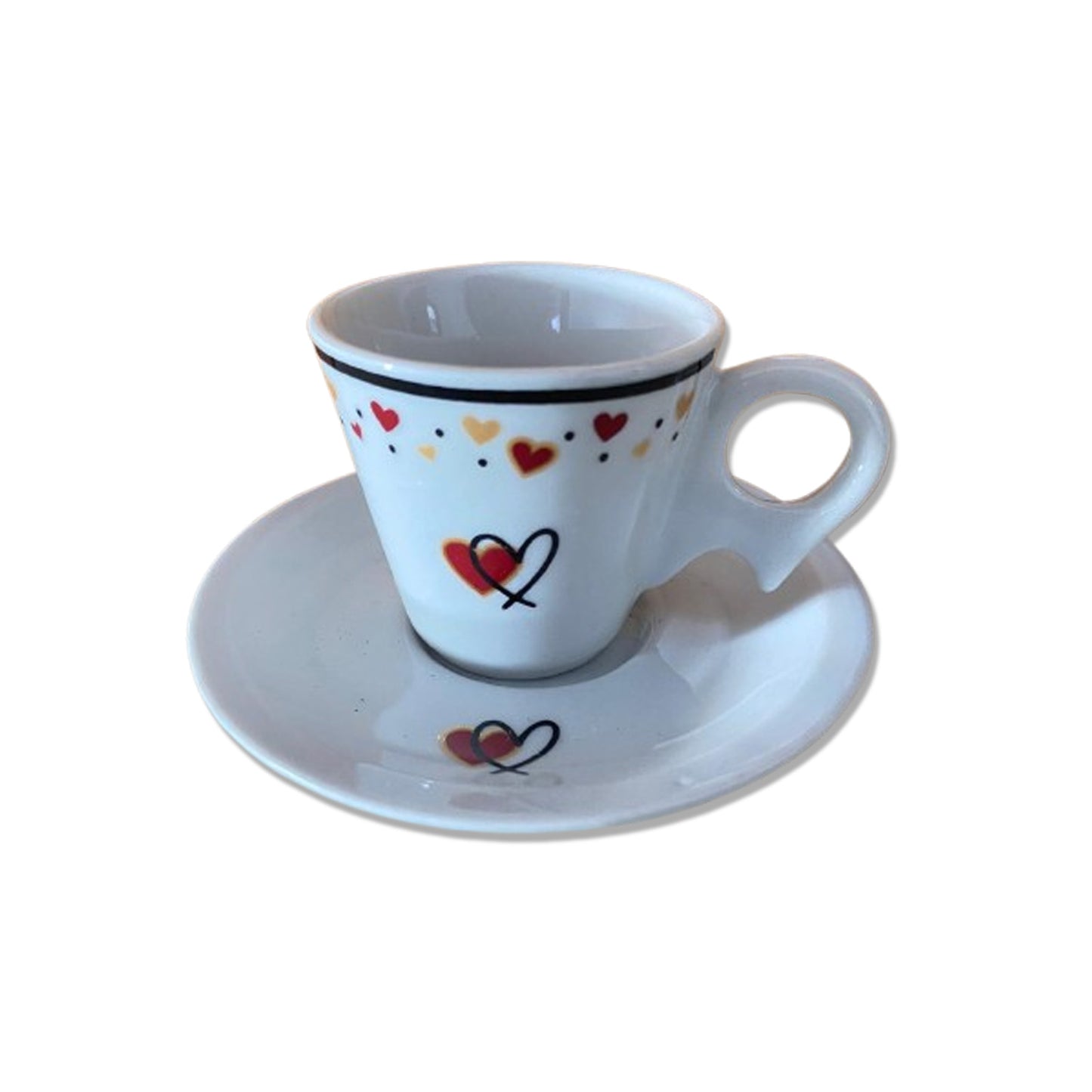 XÍCARA COM PIRES CORAÇÃO BRANCA 100ML (1 UNIDADE)