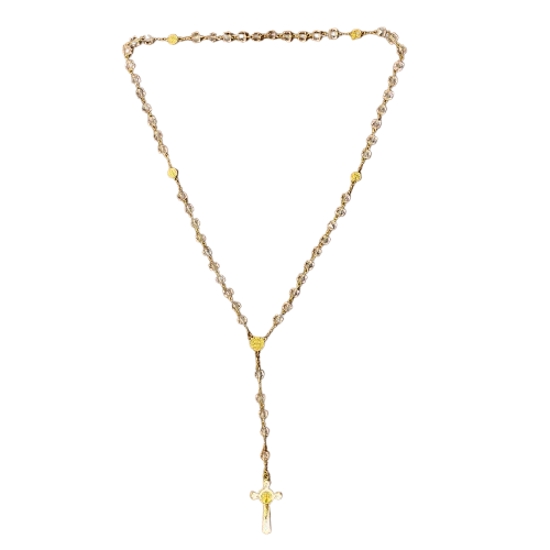 TERÇO CRISTAL MEDALHA SÃO BENTO 5 MEDALHAS 08MM (06 UNIDADES)