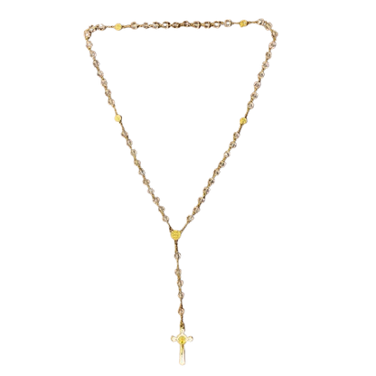 TERÇO CRISTAL MEDALHA SÃO BENTO 5 MEDALHAS 08MM (06 UNIDADES)