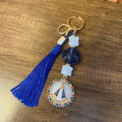 CHAVEIRO DE PEDRARIAS NOSSA SENHORA APARECIDA COM STRASS (1 UNIDADE)