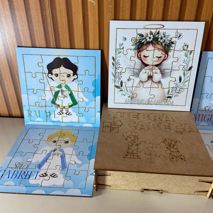 KIT QUEBRA CABEÇA INFANTIL MDF ANJOS  (5 UNIDADE)