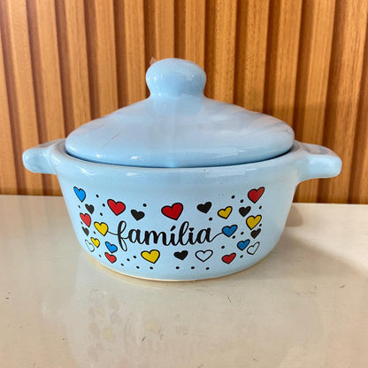 PANELINHA DE PORCELANA AZUL FAMÍLIA (1 UNIDADE)