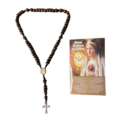 TERÇO DE MADEIRA NOSSA SENHORA DE FÁTIMA 8MM (1 UNIDADE)