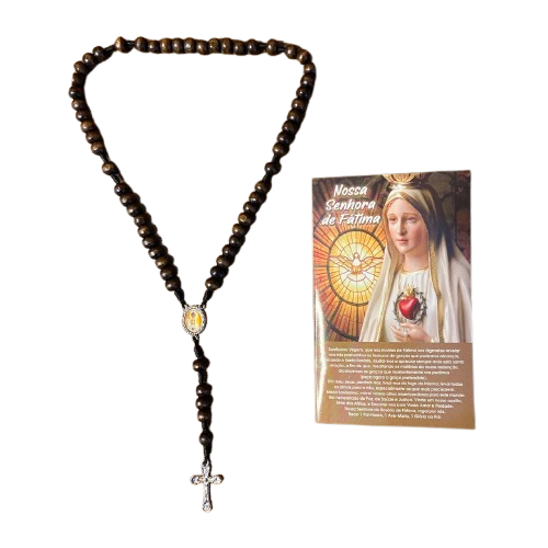 TERÇO DE MADEIRA NOSSA SENHORA DE FÁTIMA 8MM (1 UNIDADE)