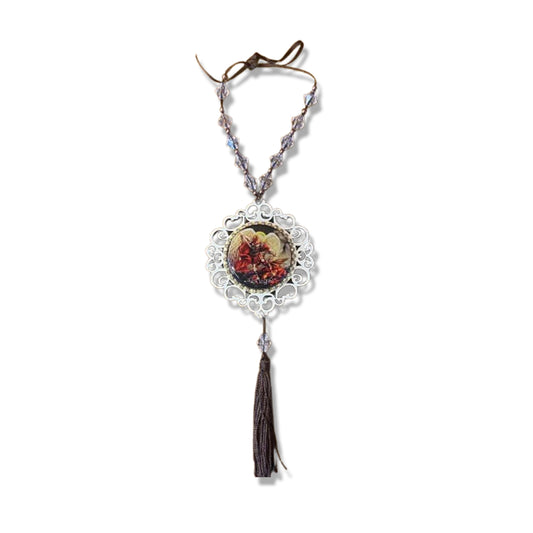 MEDALHÃO DE PORTA RESINADO COM STRASS SÃO MIGUEL (1 UNIDADE)