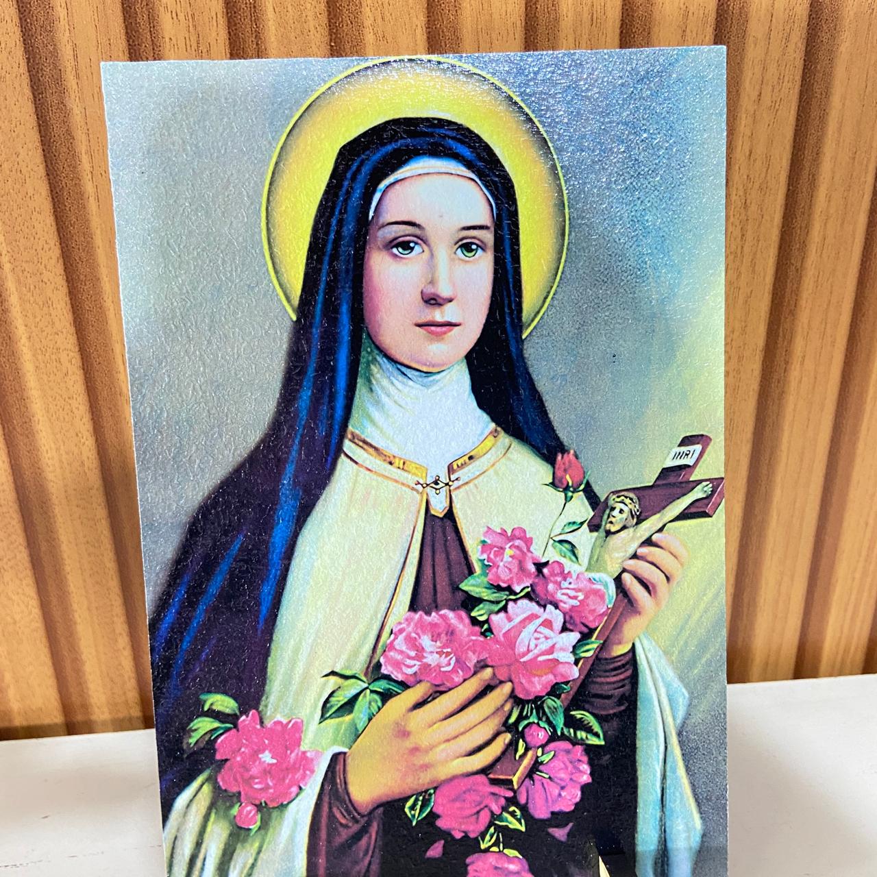 PLAQUINHA DE MESA MDF RESINADO SANTA TERESINHA  19CM x 13CM  (1 UNIDADE)