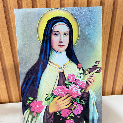 PLAQUINHA DE MESA MDF RESINADO SANTA TERESINHA  19CM x 13CM  (1 UNIDADE)