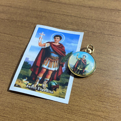 MEDALHA DUPLA FACE SANTO EXPEDITO (12 UNIDADES)