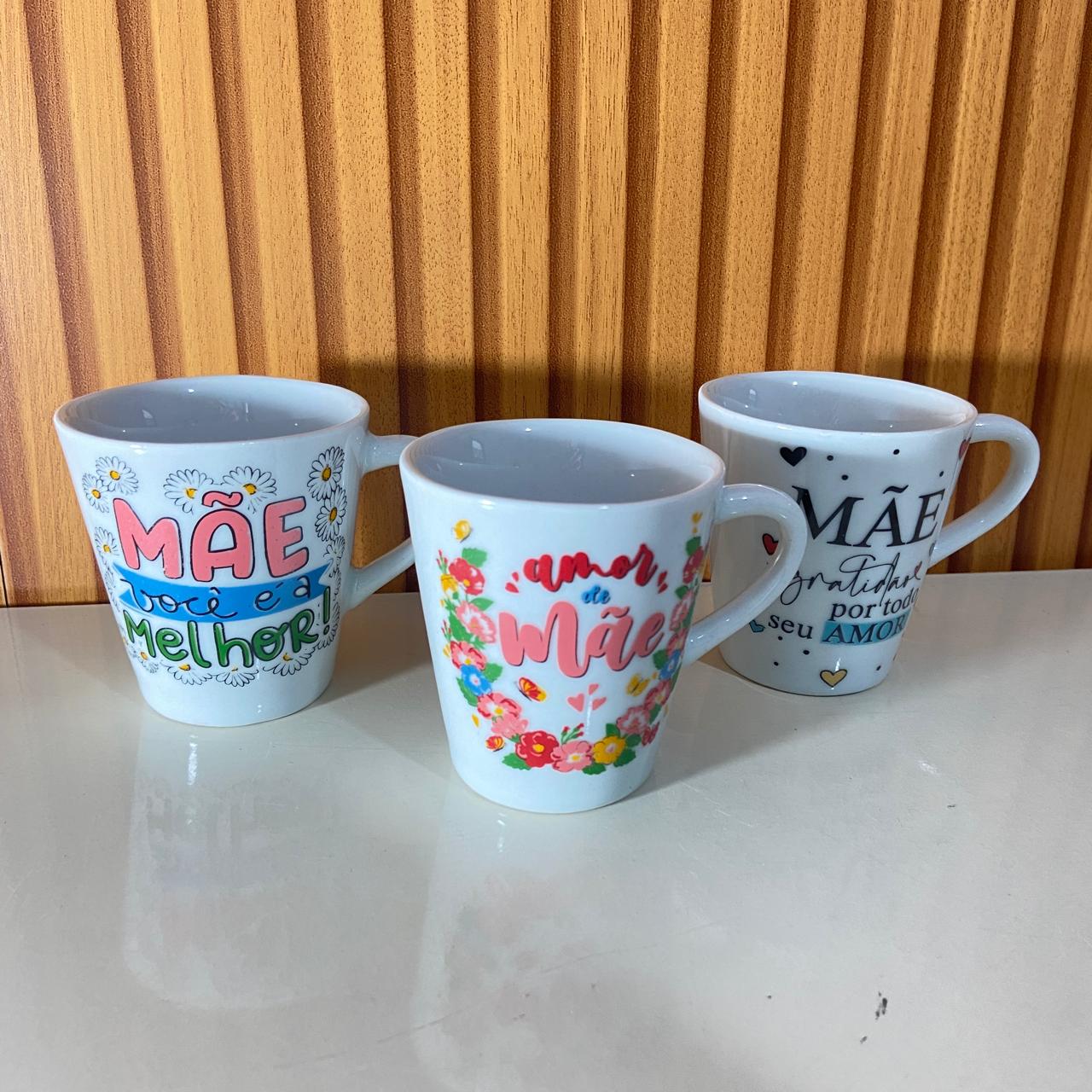 XÍCARA BRANCA MÃE - FRASES SORTIDAS 120ML (1 UNIDADE)
