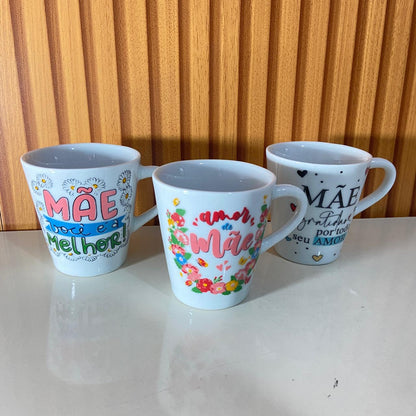XÍCARA BRANCA MÃE - FRASES SORTIDAS 120ML (1 UNIDADE)