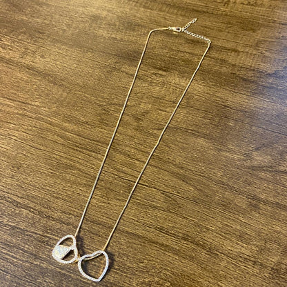 COLAR DOURADO CORAÇÃO NOSSA SENHORA APARECIDA COM STRASS  (1 UNIDADE)