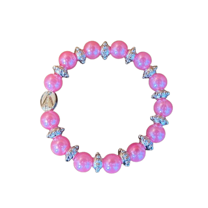 PULSEIRA PÉROLA INFANTIL NOSSA SENHORA APARECIDA ROSA (06 UNIDADES)